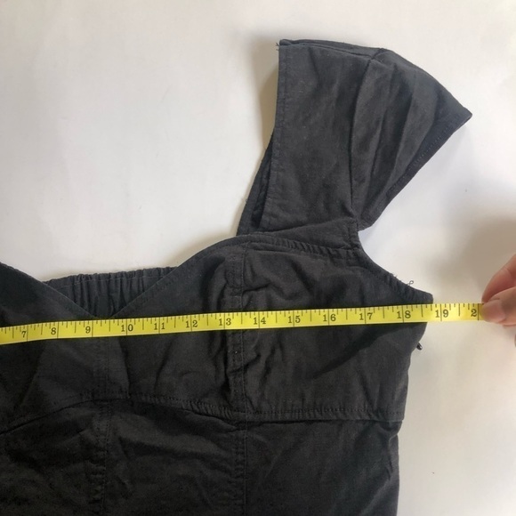 Urban Outfitters Linen Blend Sweetheart Neck Cap Sleeve Cutout Back Dress Sz L - Picture 8 of 14